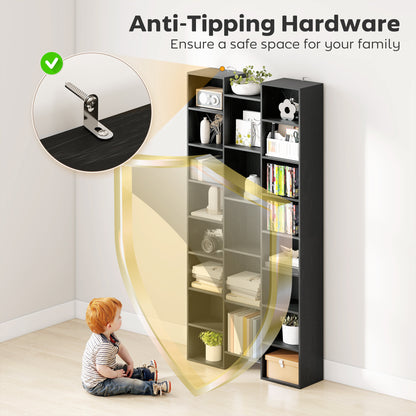 21-Compartment Bookshelf - Black / White