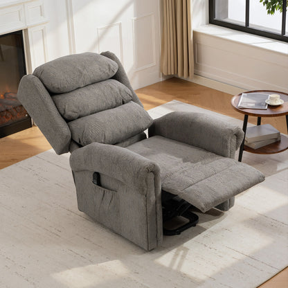 Electric Riser Recliner Chair with Power Lift | Remote Control & USB Port | 150° Recline | Pocket Springs | Velvet-Touch Fabric | 2 Side Pockets | 135kg Capacity | 92W x 95D cm Seated | Dark Grey