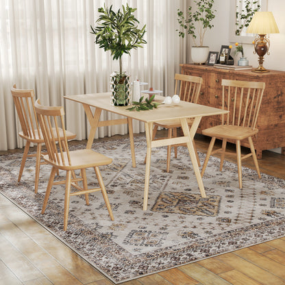 Vintage Classic Motif Area Rug | Machine Washable | Soft Flannel 100% Polyester | TPR Non-Slip Backing | Foldable | 290x200cm | Beige | Living Room Bedroom Dining Room Home Office