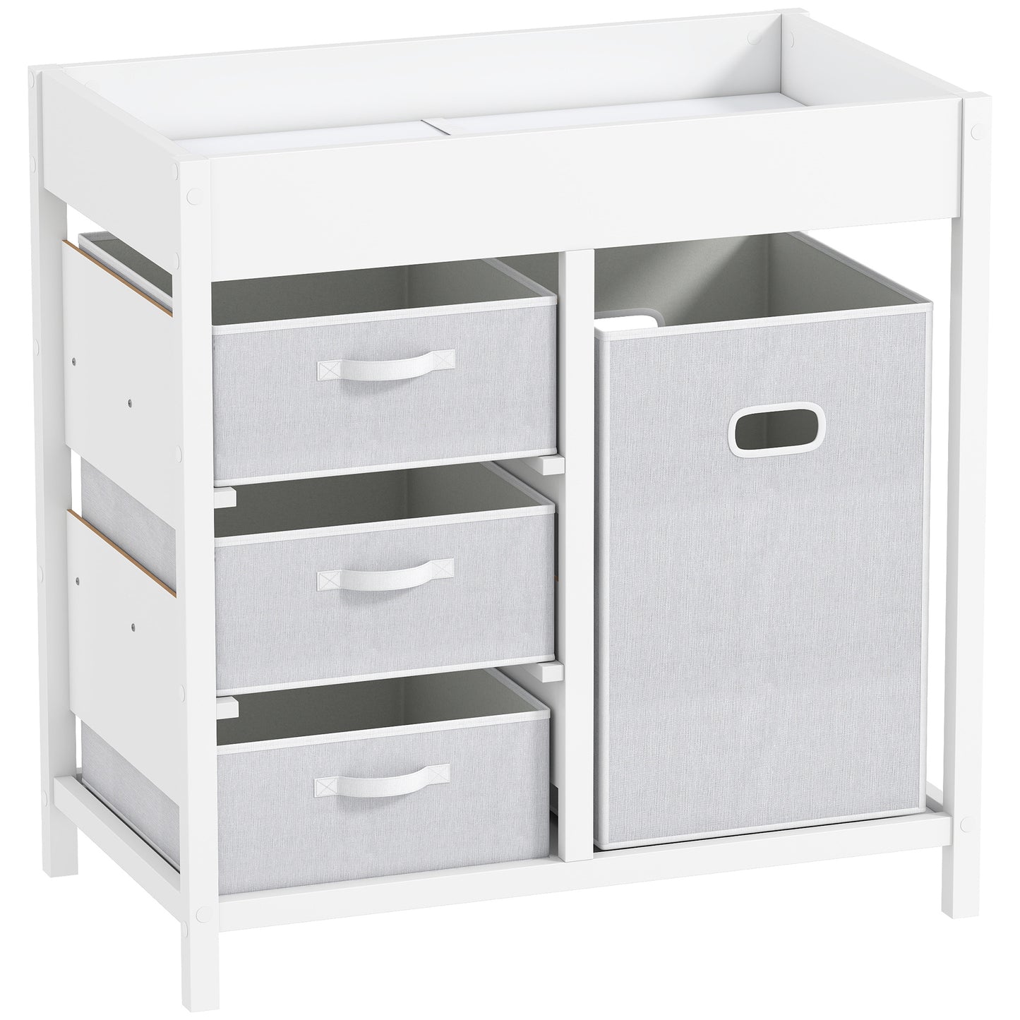 AIYAPLAY Baby Changing Unit with 4 Storage Drawers, Mat for Bedroom Nursery, 84 x 84.5 cm, Grey / White