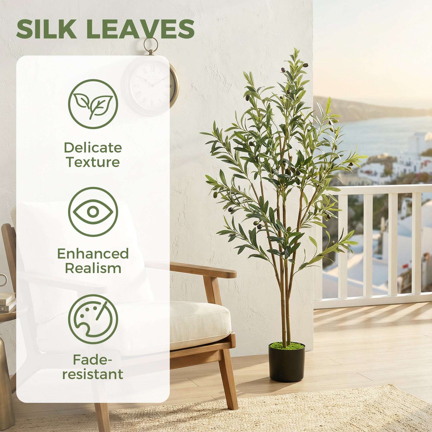 Artificial Olive Tree | 120cm | 303 Silk Leaves | Shapeable Branches | Cement Pot | No Maintenance | Green