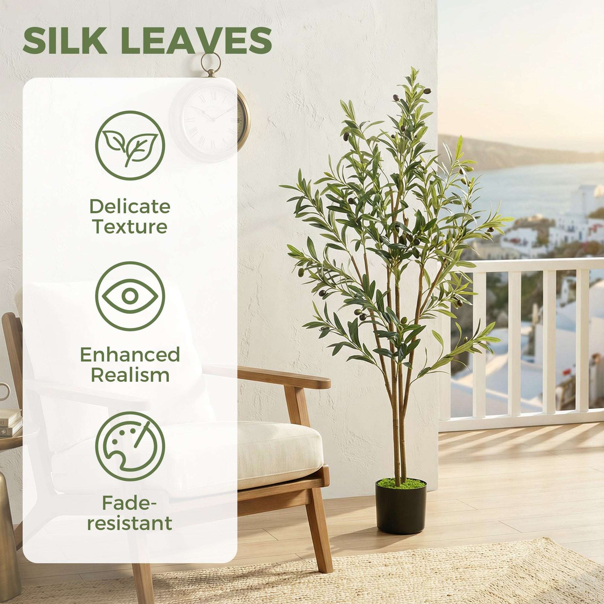 Artificial Olive Tree | 120cm | 303 Silk Leaves | Shapeable Branches | Cement Pot | No Maintenance | Green