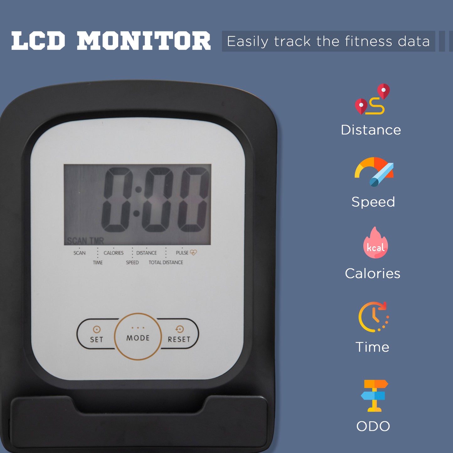 Exercise Bike with LCD Display, Stationary Bike with Quiet 8-Level Magnetic Resistance, Adjustable Seat and Backrest, Indoor Cycling Exercise Equipment for Home Gym Fitness Workout Training