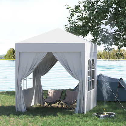 2x2m Pop-Up Gazebo | Oxford Canopy | Powder-Coated Steel Frame | 4 Removable Side Walls | 2 Zipped Walls & 2 Pane Walls | Velcro Attachment | UV & Water-Resistant | Carrying Bag | 2x2x2.45m | White