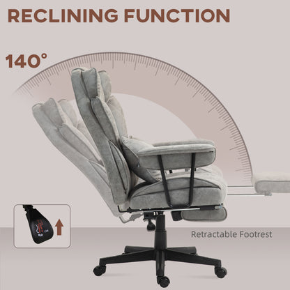 Executive Office Chair, Ergonomic Desk Chair with Foot Rest, Lumbar Support, Reclining Function and Wide Seat, Grey
