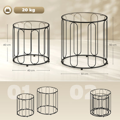 Elliptical Cut-Out Nesting Tables - Black