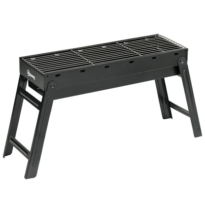 Outsunny Foldable Camping Picnic Portable Charcoal Grill - Black