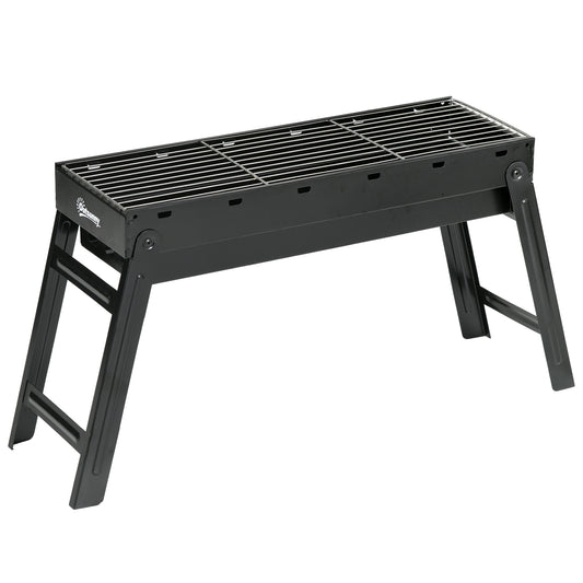 Outsunny Foldable Camping Picnic Portable Charcoal Grill - Black