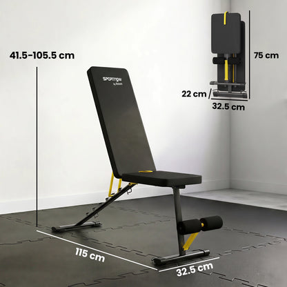 Adjustable Weight Bench | 300kg Capacity | Incline Decline Flat | 7 Backrest Positions | Resistance Bands | Foldable | Yellow