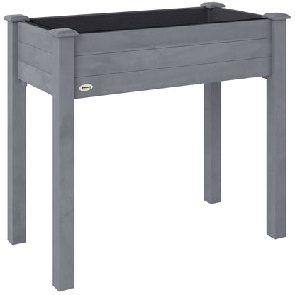 Elevated Fir Wood Raised Garden Bed | Non-Woven Liner | 4 Drainage Holes | 52cm Legs | Water-Resistant Paint | 80kg | 86x46x76cm | Flowers Veg & Herbs | Dark Grey