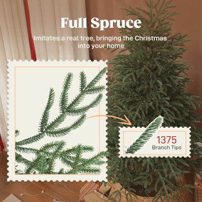 5 ft Full Spruce Christmas Tree with Realistic Dense Tips, Easy Assembly - Green