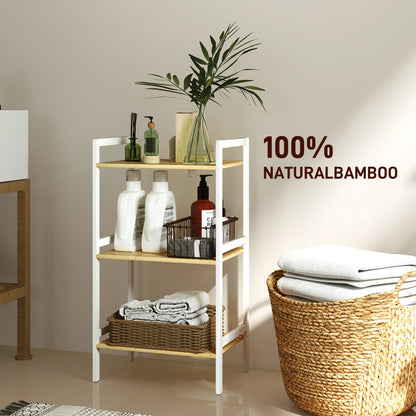 Three-Tier Bamboo Adjustable Shelf Storage Unit