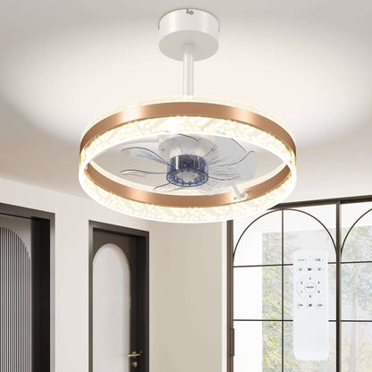 Ceiling Fan with LED Light and Remote - Gold Tone