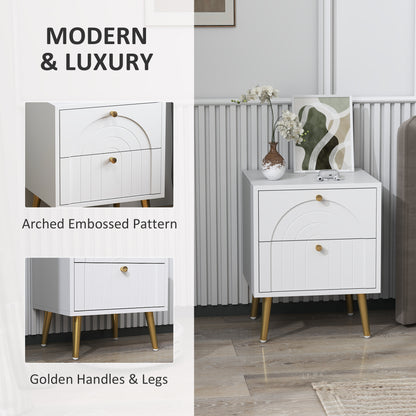 2-Drawer Bedside Table Set of 2 - White