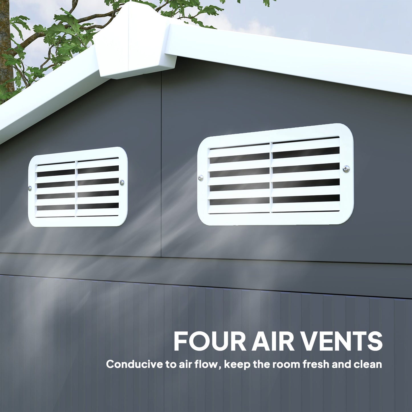 7 x 4ft Metal Garden Shed, Galvanised Steel Shed W/ Double Lockable Doors, Vents and Gloves, Outdoor Tool Storage Shed for Garden, Patio, Dark Grey