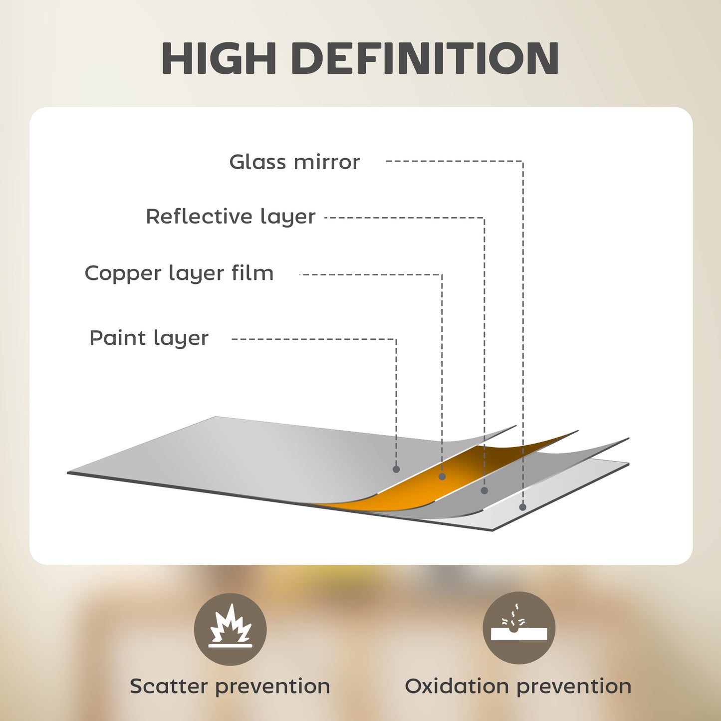 Rectangle Wall Mirror | Grey Wood Effect Frame | 50 x 70 cm