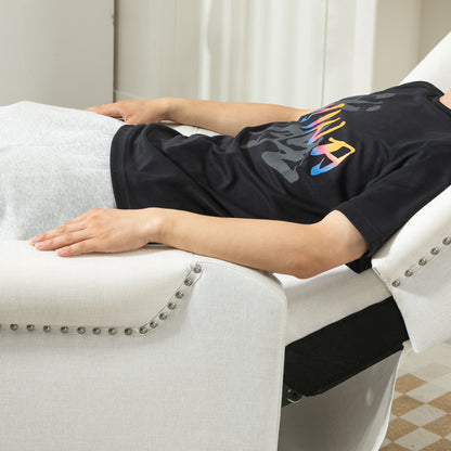 Recliner Armchair, Vintage Retro Style Reclining Chair with Nail Head Trim, Wingback Chair with Button Tufted Back and Footrest