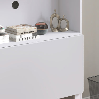 Foldable Desktop, Computer Desk with Storage Shelves, 80 x 69 x 155 cm, White