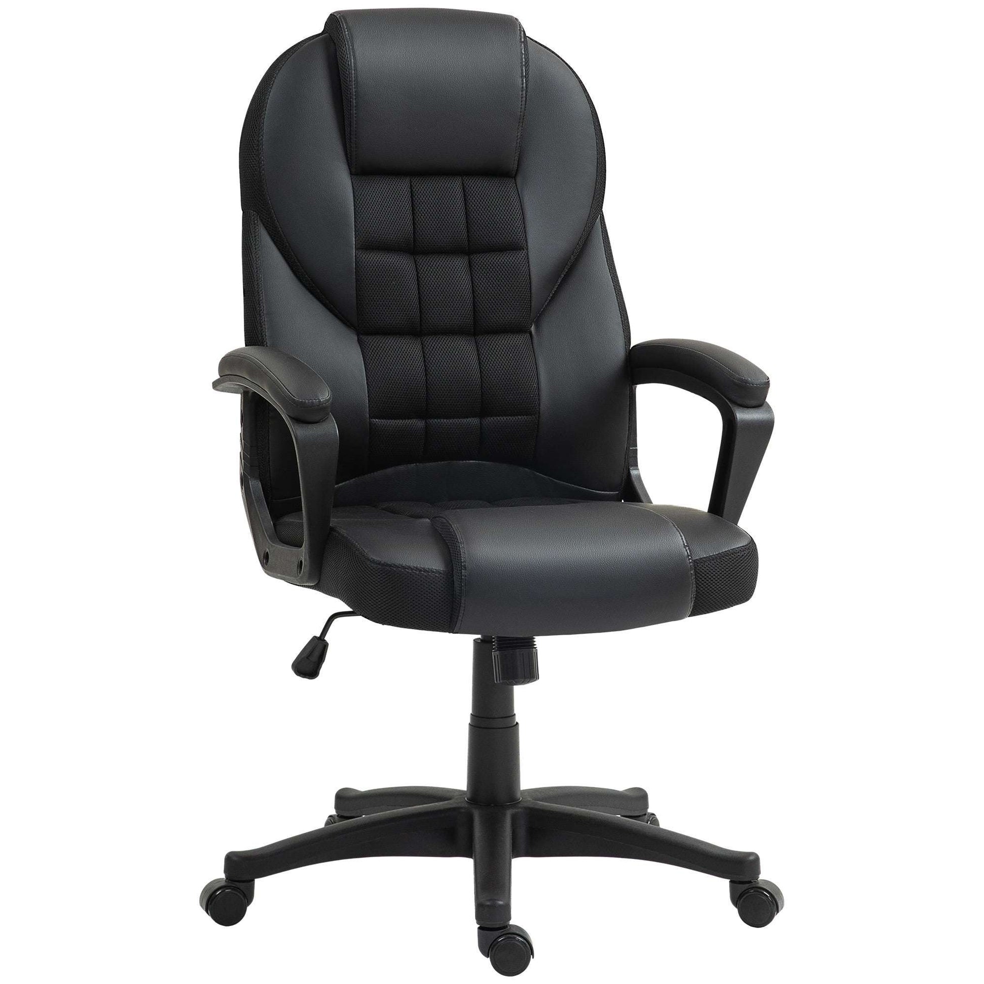 Executive Office Chair, PU Leather High Back Desk Chair, Swivel Computer Chair with Adjustable Height and Tilt Function, Black