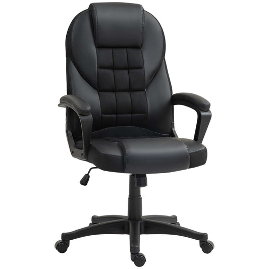 Executive Office Chair, PU Leather High Back Desk Chair, Swivel Computer Chair with Adjustable Height and Tilt Function, Black