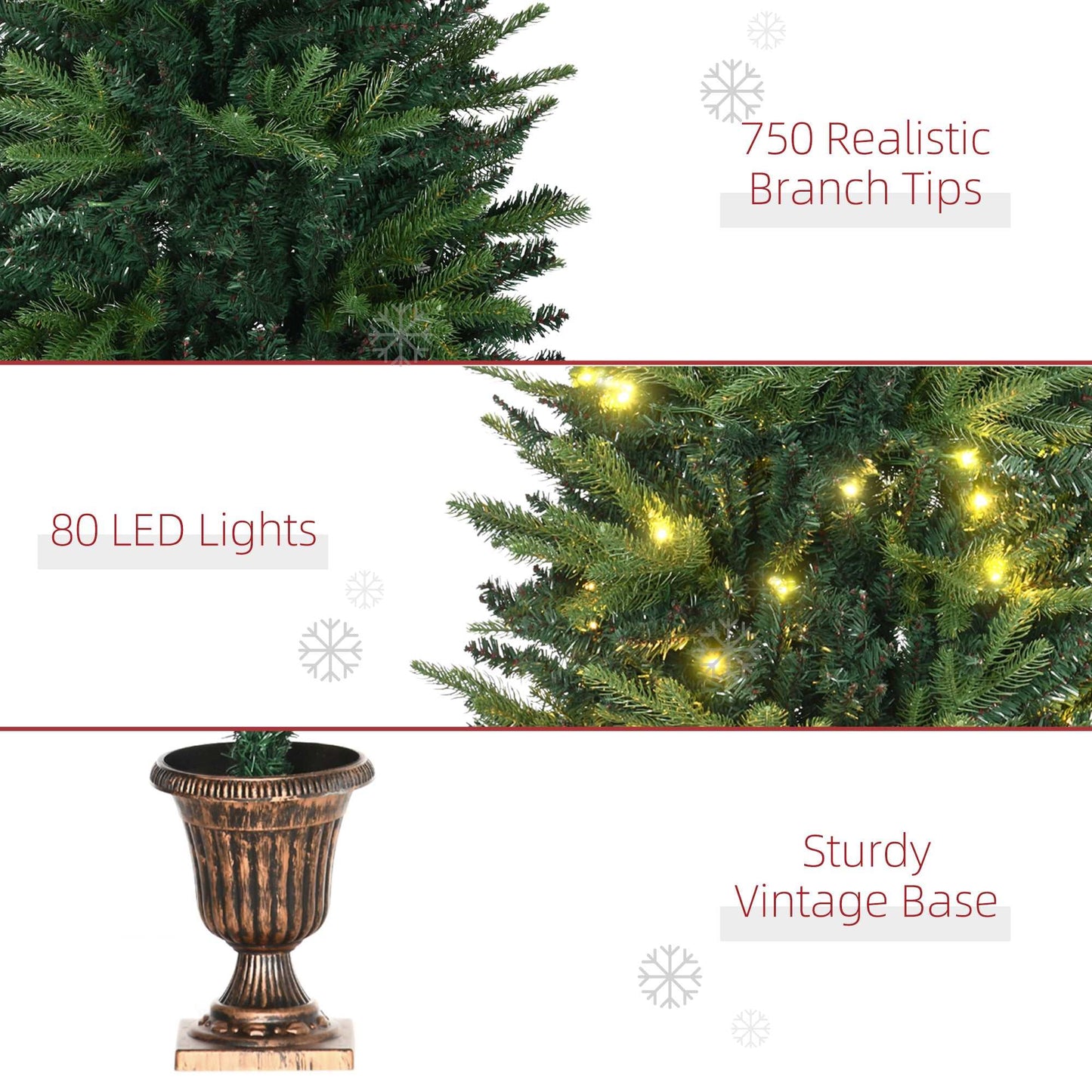 1.2m Prelit Christmas Tree Artificial Spruce Tree, Plastic Stand-Green
