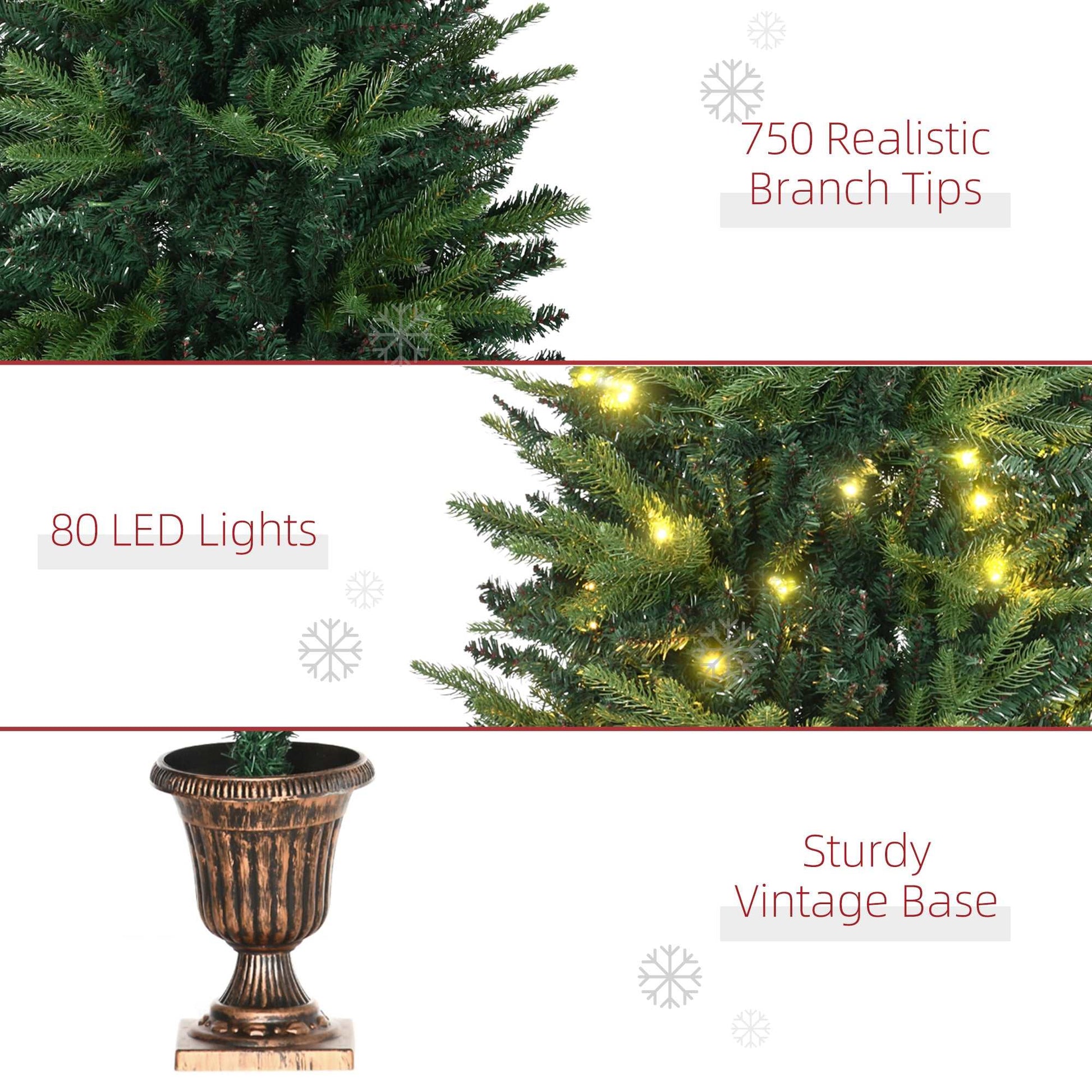 1.2m Prelit Christmas Tree Artificial Spruce Tree, Plastic Stand-Green
