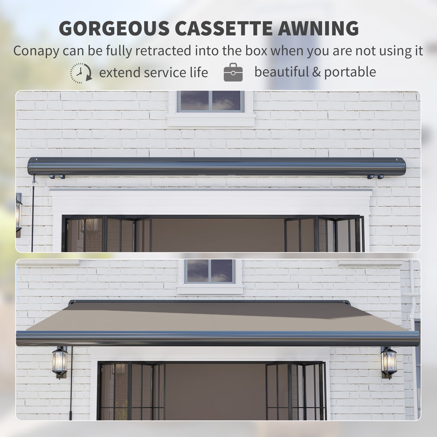 3.5 x 3 m Electric Awning with Remote Controller, Aluminium Frame DIY Retractable Awning, UV50+ Sun Shade Canopy Patio Deck Door Window,