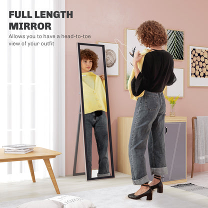 Full Length Mirror, 37 x 157cm Wall Mounted, Leaning, Free Standing Mirror, Framed Full Body Mirror for Living Room, Bedroom, Black
