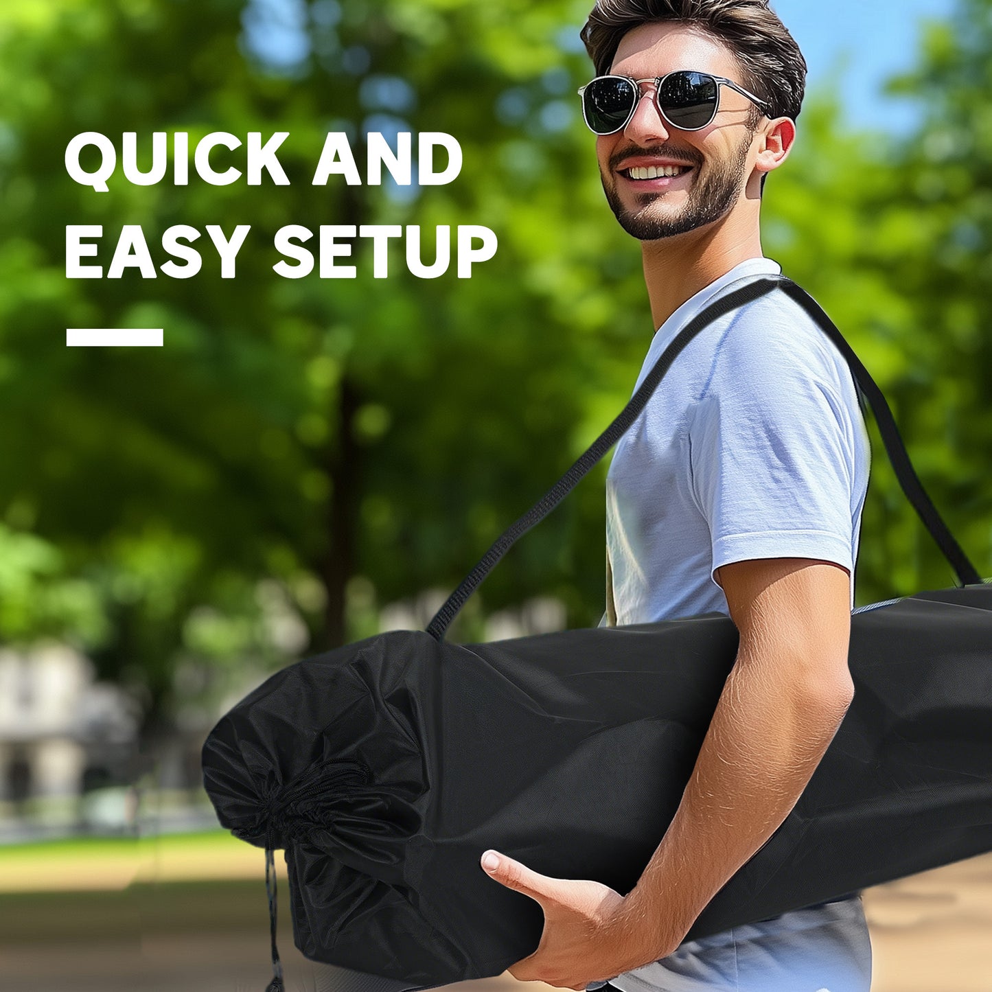 Double Camping Chair for Adults, Oversized Heavy Duty Padded Folding Chair with Armrests, Cup Holders and Carry Bag, 250kg Capacity