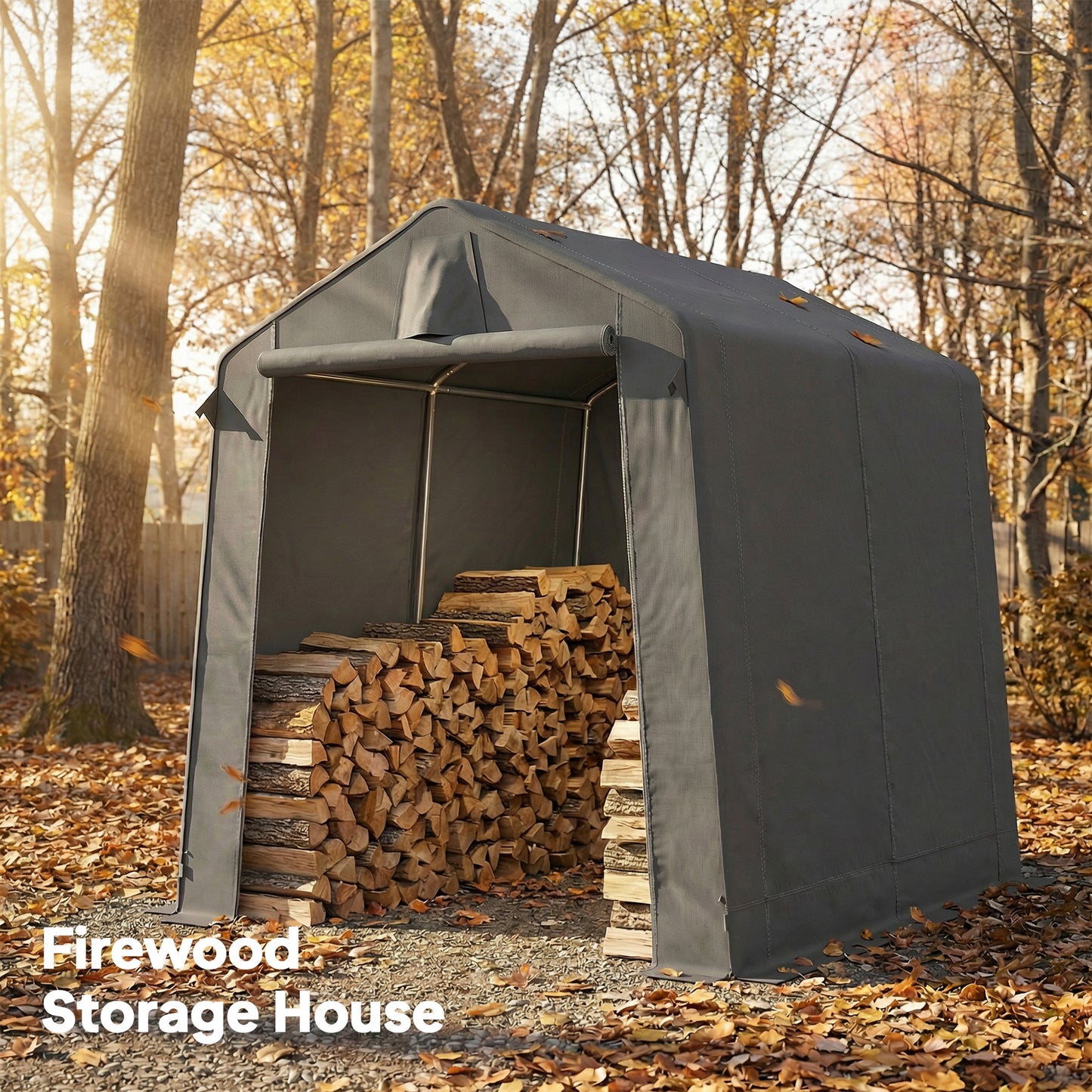 Waterproof UV30+ Polyester Bike Storage Tent | Galvanised Steel Frame | Roll-Up Double-Zip Door | Back Vent | Buckle Straps | Ground Stakes & Guy Ropes | 190x230x220cm | Dark Grey