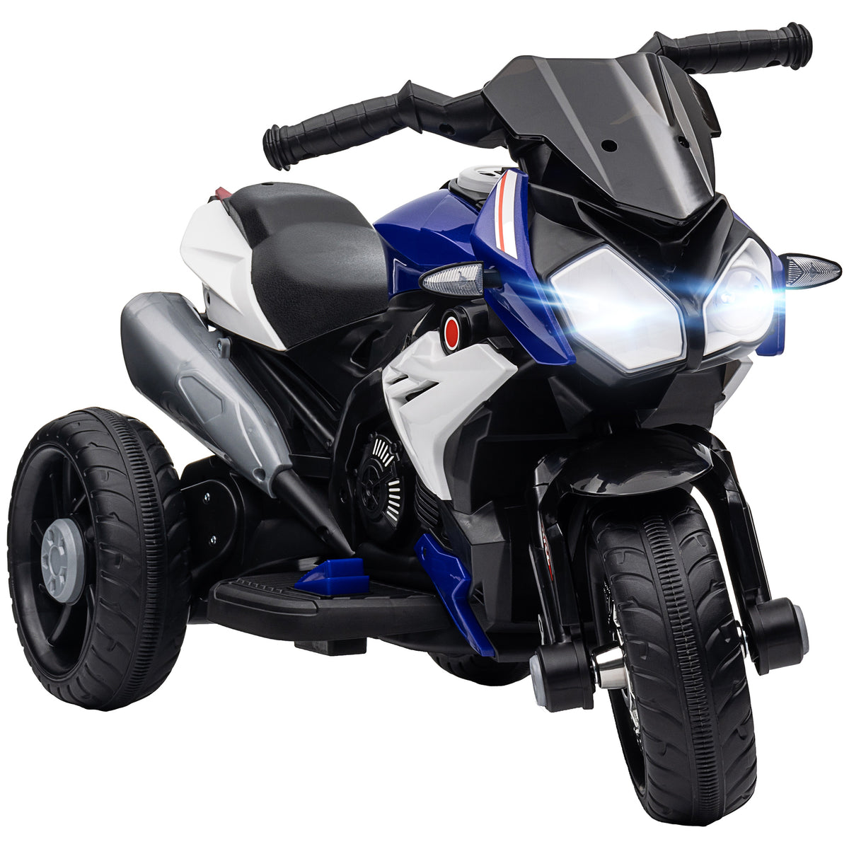 6V Kids Electric Ride-On Motorcycle | 3-Wheel Stable Design | 25W Motor | 0-3 km/h | LED Headlight | Music & Horn | 45 Min Ride | Max 25kg | Age 3-8 | 86x42x52cm | Blue or Pink