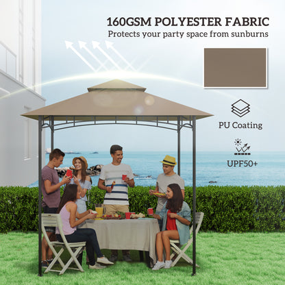 Grill Gazebo Replacement Canopy Roof for 1.5 x 2.4m Frame, UPF50+ Protection, Double Tiered 5' x 8' Outdoor BBQ Gazebo Cover Replacement