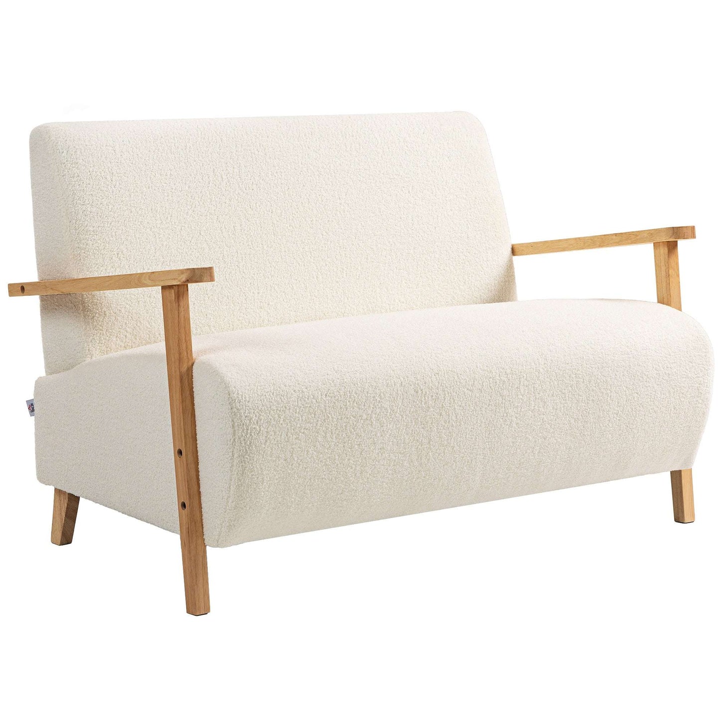 Small Sherpa Fabric 2 Seater Sofa Settee - Cream White
