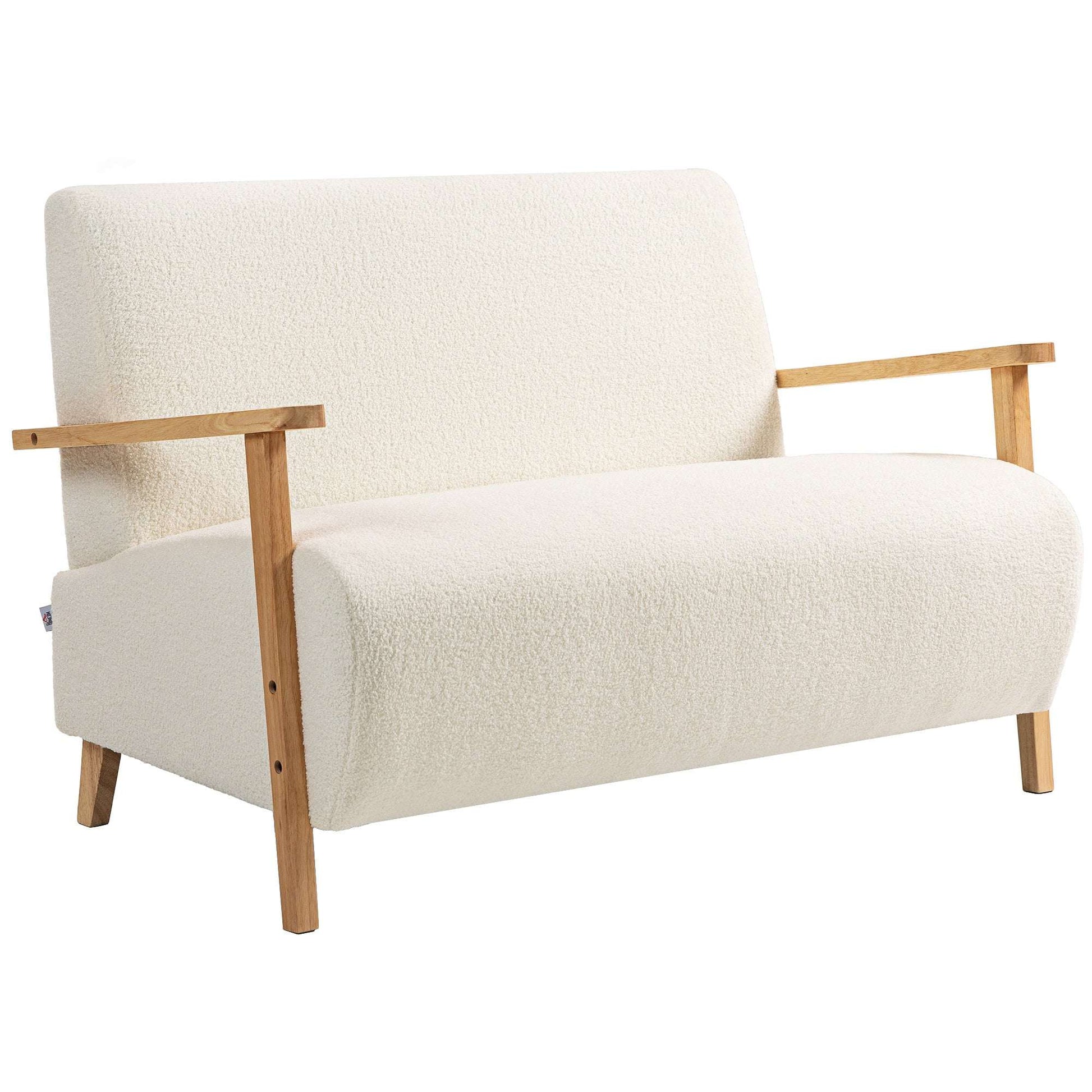 Small Sherpa Fabric 2 Seater Sofa Settee - Cream White