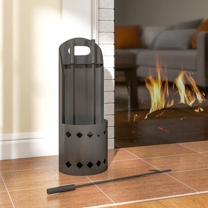 Outsunny 4 Pieces Fireplace Companion Set, Metal Fireplace Accessories Fireside Companion Set with Broom, Shovel, Poker, Bucket, Black