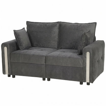 2-Seater Velvet Loveseat with Lift-Up Storage | 168Wx68Dx88H cm | 126cm Wide Seat | 15cm Seat Cushion | 20cm Back Cushion | Multilayer Board & Metal Frame | 240kg | Living Room | Dark Grey