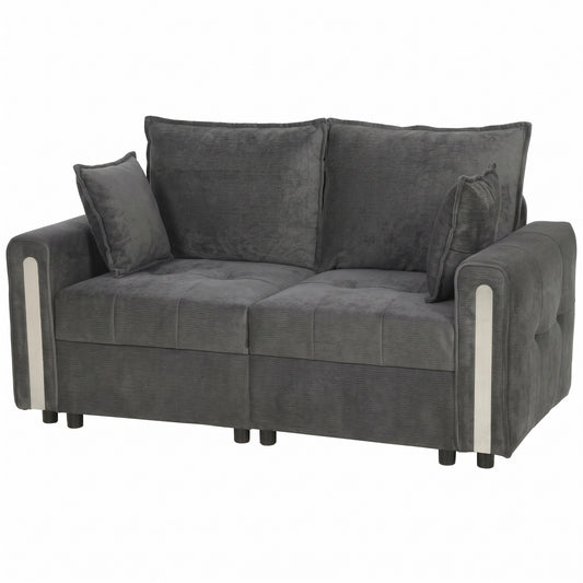 2-Seater Velvet Loveseat with Lift-Up Storage | 168Wx68Dx88H cm | 126cm Wide Seat | 15cm Seat Cushion | 20cm Back Cushion | Multilayer Board & Metal Frame | 240kg | Living Room | Dark Grey