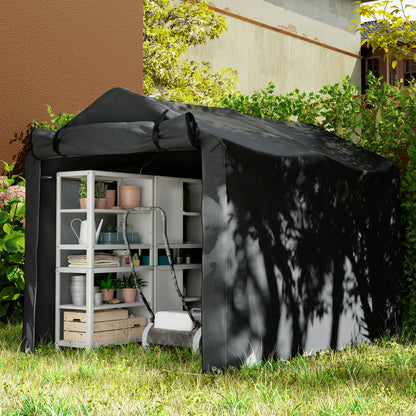 2.2 x 1.6 m Garden Storage Tent, Waterproof Anti-UV Bike Tent with Roll-up Zipper Door, Galvanised Outdoor Storage Shelter Carport for Bike