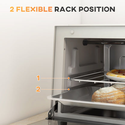 Mini Oven, 9L Countertop Electric Grill, Toaster Oven with Adjustable Temperature, Timer, Baking Tray and Wire Rack, 750W, Cream