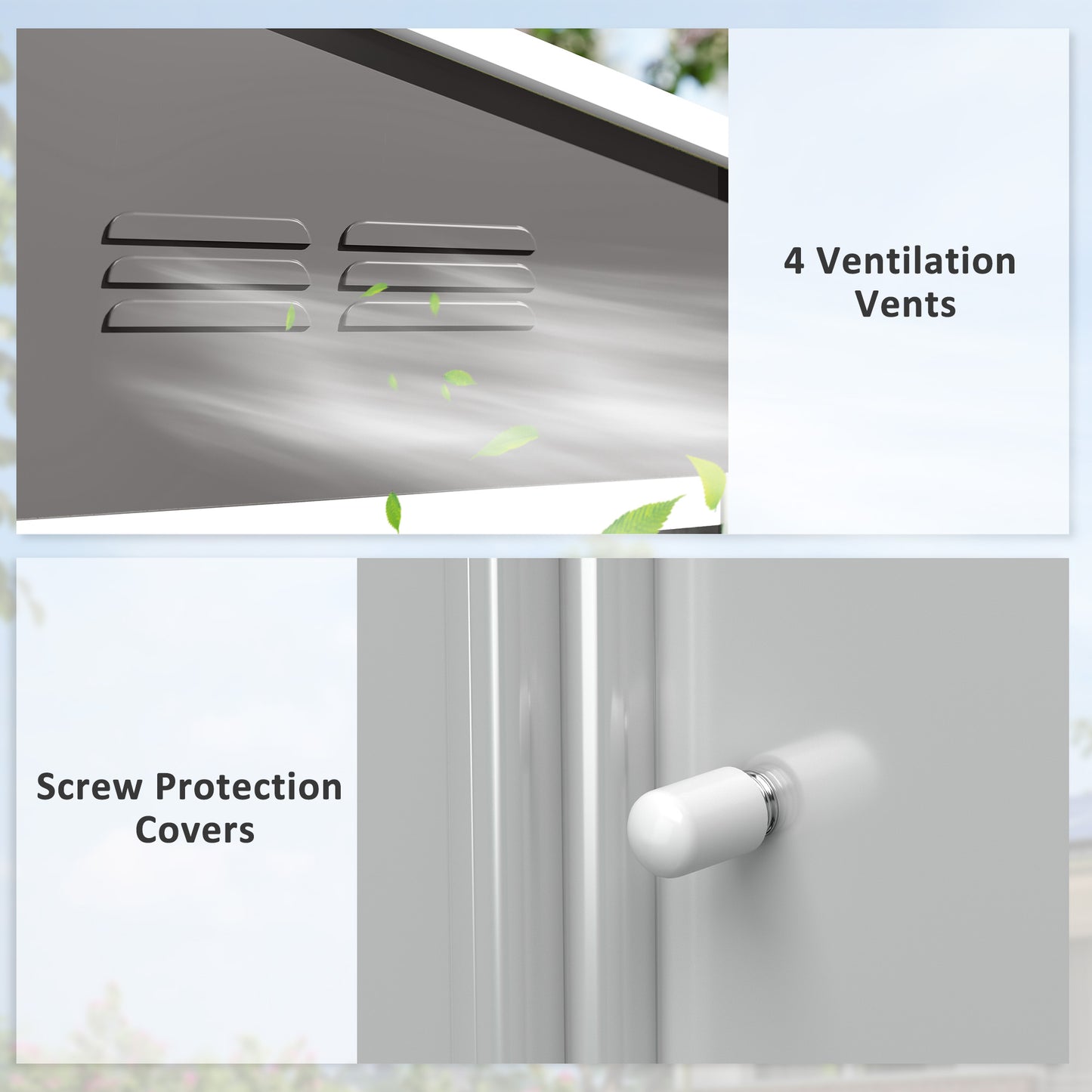 Large Galvanised Steel Garden Storage Shed | Double Sliding Door | 4 Ventilation Slots | Sloped Roof | 20kg/m² Snow Load | 236x171x191cm | Bikes Scooters Tools & Bins | Light Grey