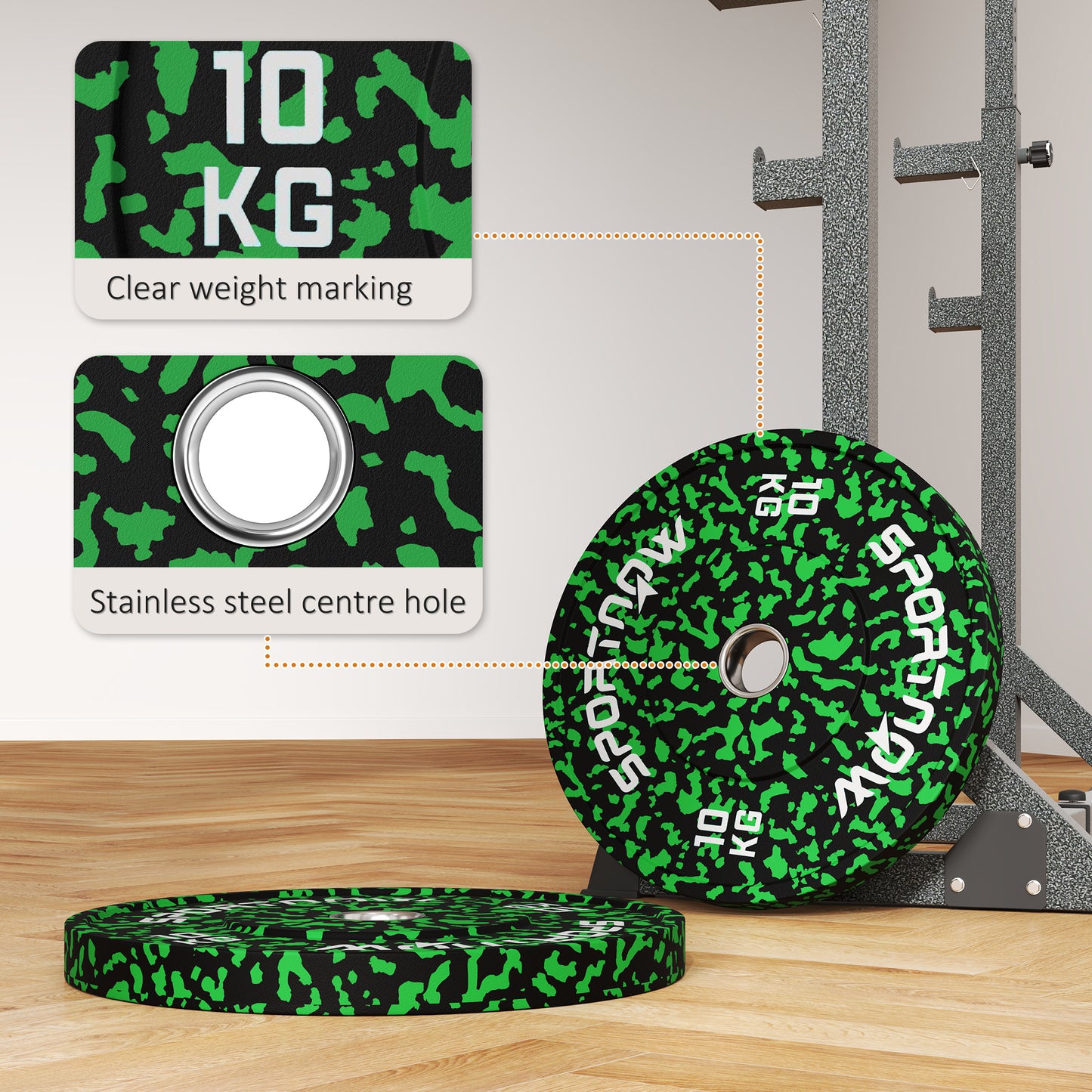 Olympic Weight Plates Set, Solid Rubber Bumper Plates Weights Discs with 2"/5cm Holes, for Weight Lifting Strength Training, 2 x 10kg