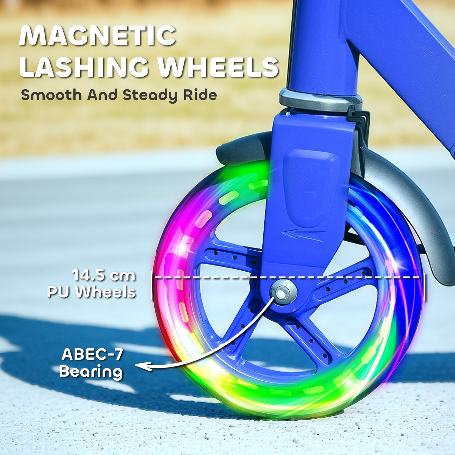 Scooter for Kids Ages 3-8 with Adjustable Handle, 2 Light up Wheels, Handbrake & Rear Brake for Girls and Boys, Blue / Black / Pink