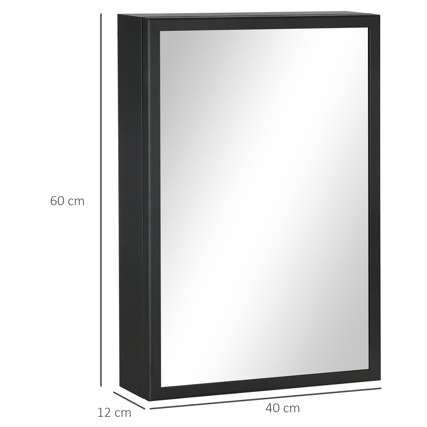 Kleankin Bathroom Cabinet with Mirror, Wall Mounted Bathroom Mirror Cabinet with Storage Shelves, 40 x 12 x 60 cm, Black