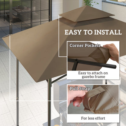 Grill Gazebo Replacement Canopy Roof for 1.5 x 2.4m Frame, UPF50+ Protection, Double Tiered 5' x 8' Outdoor BBQ Gazebo Cover Replacement