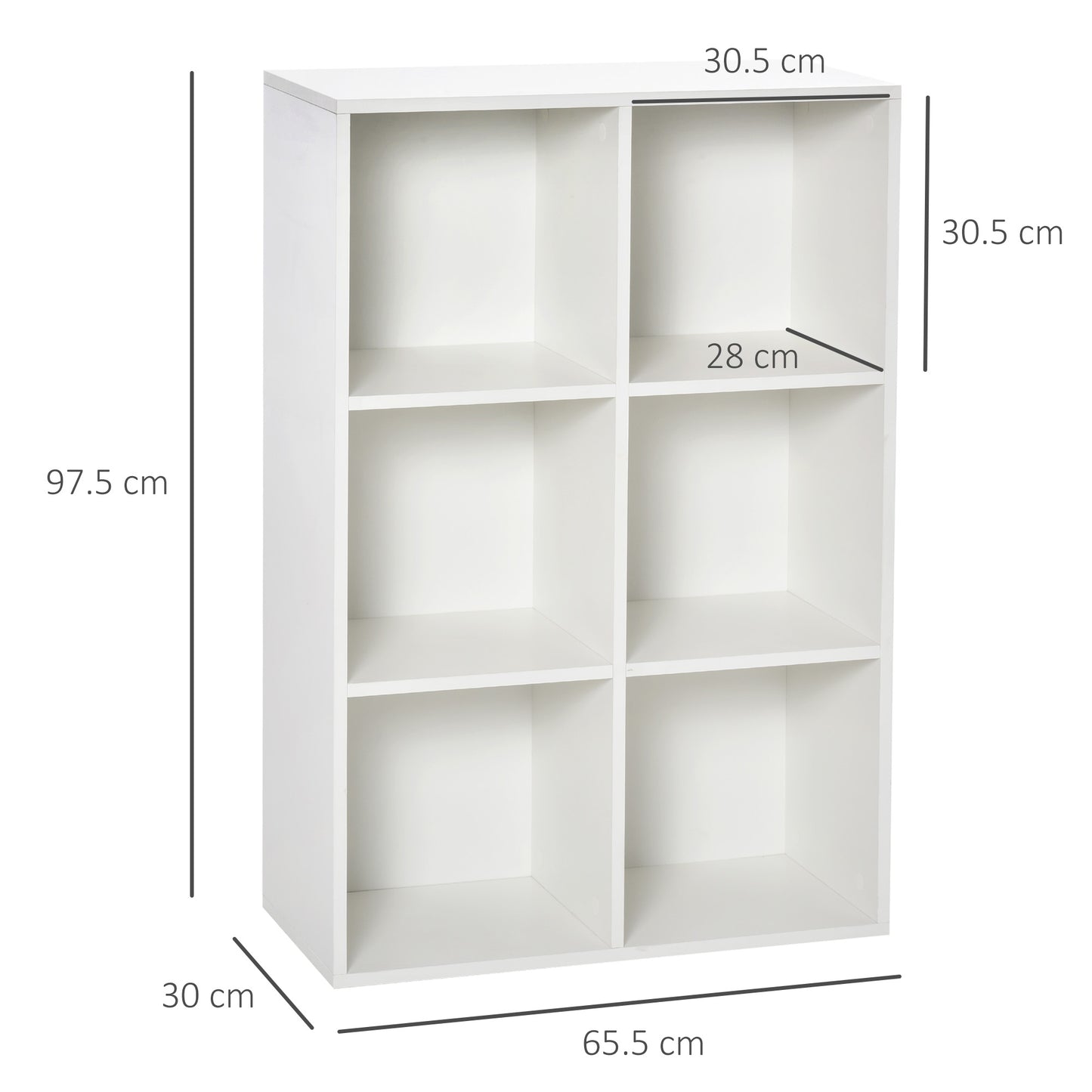 Freestanding Six-Cube Bookcase - Wood Effect