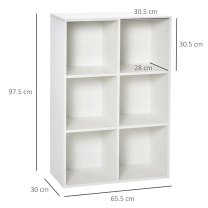 Freestanding Six-Cube Bookcase - Wood Effect
