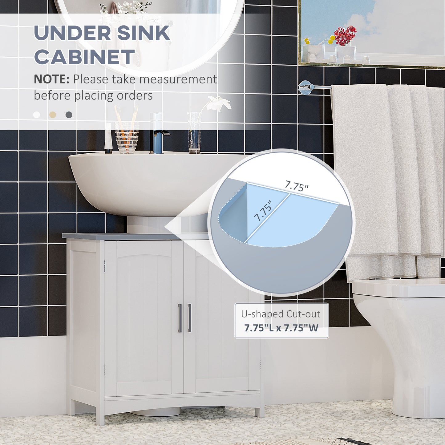 Kleankin Bathroom Furniture Set with Adjustable Shelves, Tall Bathroom Storage Cabinet with Open Shelves, Bathroom Floor Cabinet with Drawers, Pedestal Sink Cabinet, White
