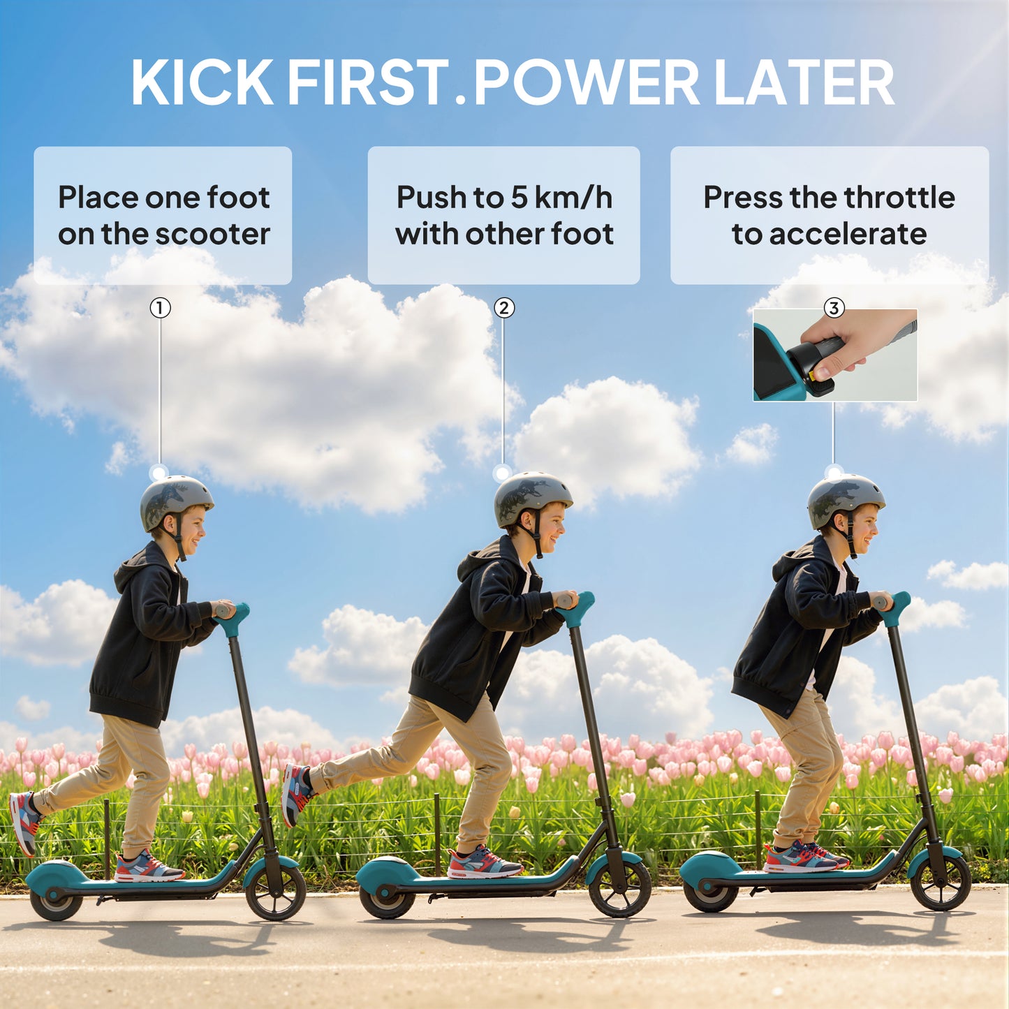 SPORTNOW Electric Scooter for Kids, with LED Display, Green / Black / Pink / Orange