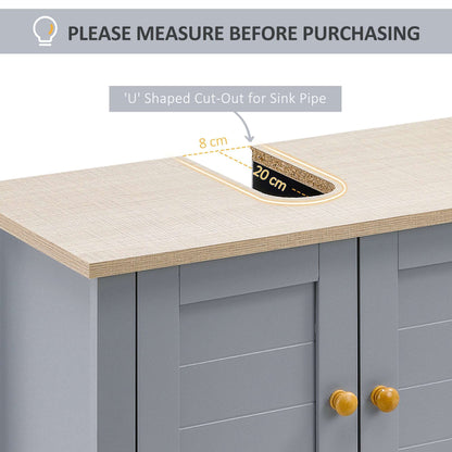 Kleankin Under Sink Cabinet, Bathroom Vanity Unit, Pedestal Under Sink Design, Storage Cupboard with Adjustable Shelf, Grey