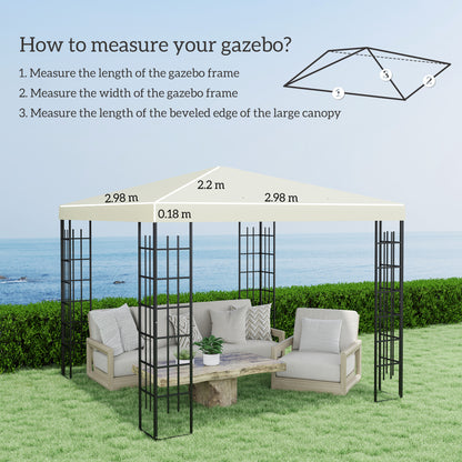 Outsunny 3 x 3(m) Gazebo Canopy Replacement Cover - Cream
